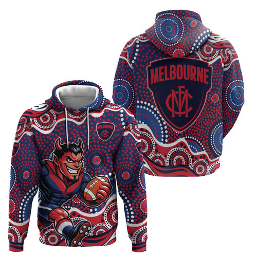 Melbourne Demons Hoodie Aboriginal Dot Pattern - Football Mascot Heritage Pride