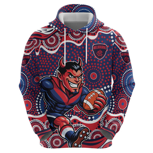 Melbourne Demons Hoodie Aboriginal Dot Pattern - Football Mascot Heritage Pride