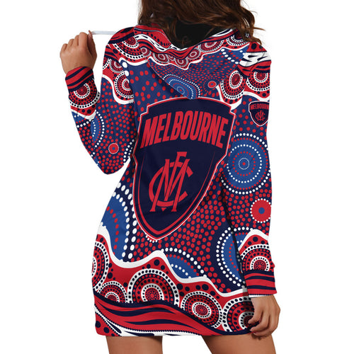 Melbourne Demons Hoodie Dress Aboriginal Dot Pattern - Football Mascot Heritage Pride