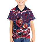 Melbourne Demons Kid Hawaiian Shirt Aboriginal Dot Pattern - Football Mascot Heritage Pride