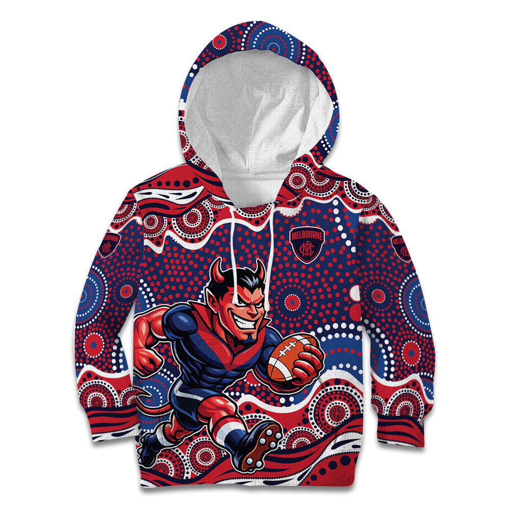 Melbourne Demons Kid Hoodie Aboriginal Dot Pattern - Football Mascot Heritage Pride