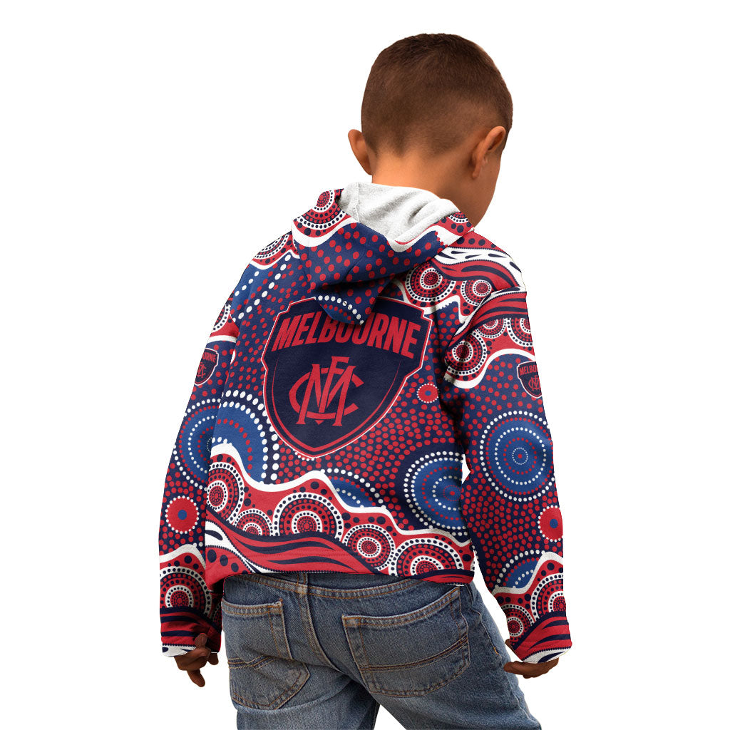 Melbourne Demons Kid Hoodie Aboriginal Dot Pattern - Football Mascot Heritage Pride
