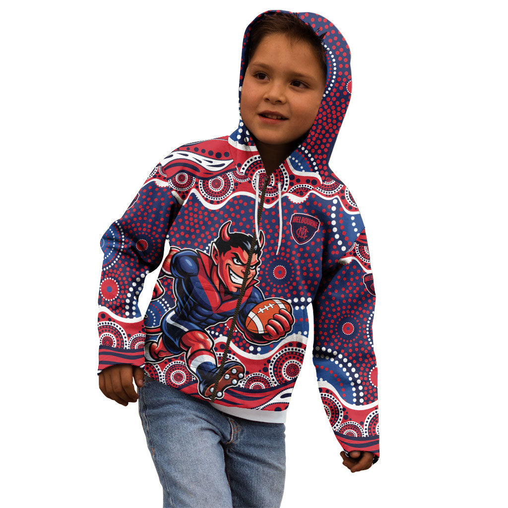 Melbourne Demons Kid Hoodie Aboriginal Dot Pattern - Football Mascot Heritage Pride
