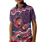 Melbourne Demons Kid Polo Shirt Aboriginal Dot Pattern - Football Mascot Heritage Pride