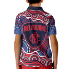 Melbourne Demons Kid Polo Shirt Aboriginal Dot Pattern - Football Mascot Heritage Pride