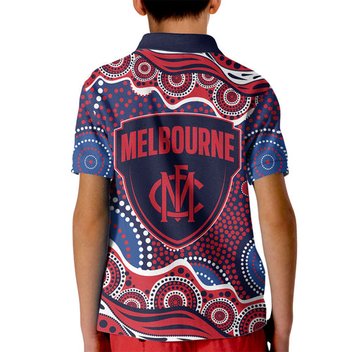 Melbourne Demons Kid Polo Shirt Aboriginal Dot Pattern - Football Mascot Heritage Pride