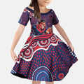 Melbourne Demons Kid Short Sleeve Dress Aboriginal Dot Pattern - Football Mascot Heritage Pride
