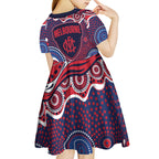 Melbourne Demons Kid Short Sleeve Dress Aboriginal Dot Pattern - Football Mascot Heritage Pride