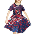 Melbourne Demons Kid Short Sleeve Dress Aboriginal Dot Pattern - Football Mascot Heritage Pride