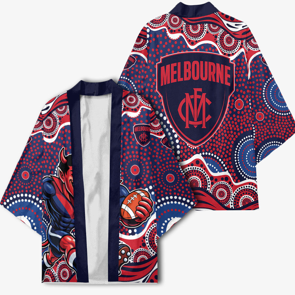 Melbourne Demons Kimono Aboriginal Dot Pattern - Football Mascot Heritage Pride