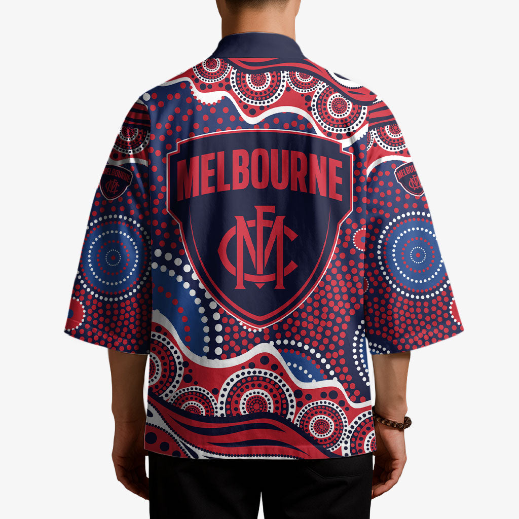 Melbourne Demons Kimono Aboriginal Dot Pattern - Football Mascot Heritage Pride