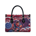 Melbourne Demons Leather Bag Aboriginal Dot Pattern - Football Mascot Heritage Pride
