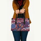 Melbourne Demons Leather Bag Aboriginal Dot Pattern - Football Mascot Heritage Pride