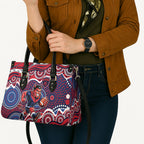 Melbourne Demons Leather Bag Aboriginal Dot Pattern - Football Mascot Heritage Pride