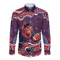 Melbourne Demons Long Sleeve Button Shirt Aboriginal Dot Pattern - Football Mascot Heritage Pride