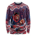 Melbourne Demons Long Sleeve Shirt Aboriginal Dot Pattern - Football Mascot Heritage Pride