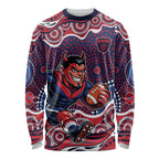 Melbourne Demons Long Sleeve Shirt Aboriginal Dot Pattern - Football Mascot Heritage Pride