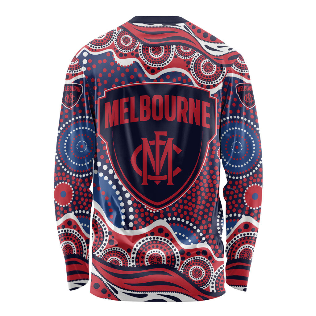 Melbourne Demons Long Sleeve Shirt Aboriginal Dot Pattern - Football Mascot Heritage Pride
