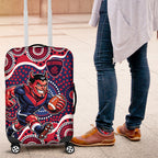 Melbourne Demons Luggage Cover Aboriginal Dot Pattern - Football Mascot Heritage Pride