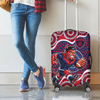 Melbourne Demons Luggage Cover Aboriginal Dot Pattern - Football Mascot Heritage Pride