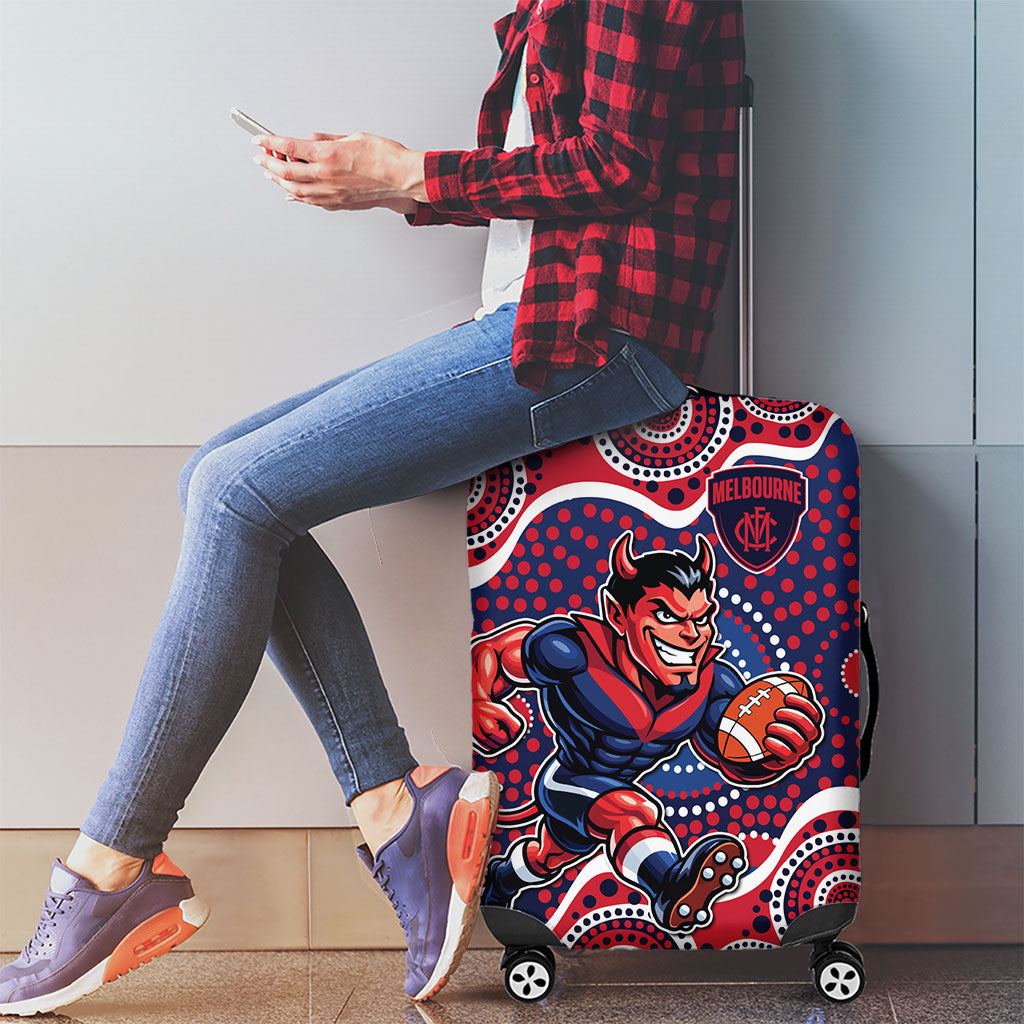 Melbourne Demons Luggage Cover Aboriginal Dot Pattern - Football Mascot Heritage Pride