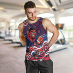 Melbourne Demons Men Tank Top Aboriginal Dot Pattern - Football Mascot Heritage Pride