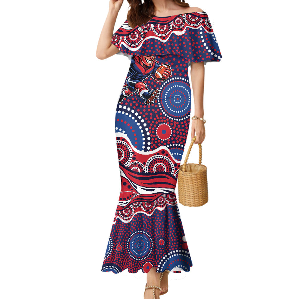 Melbourne Demons Mermaid Dress Aboriginal Dot Pattern - Football Mascot Heritage Pride
