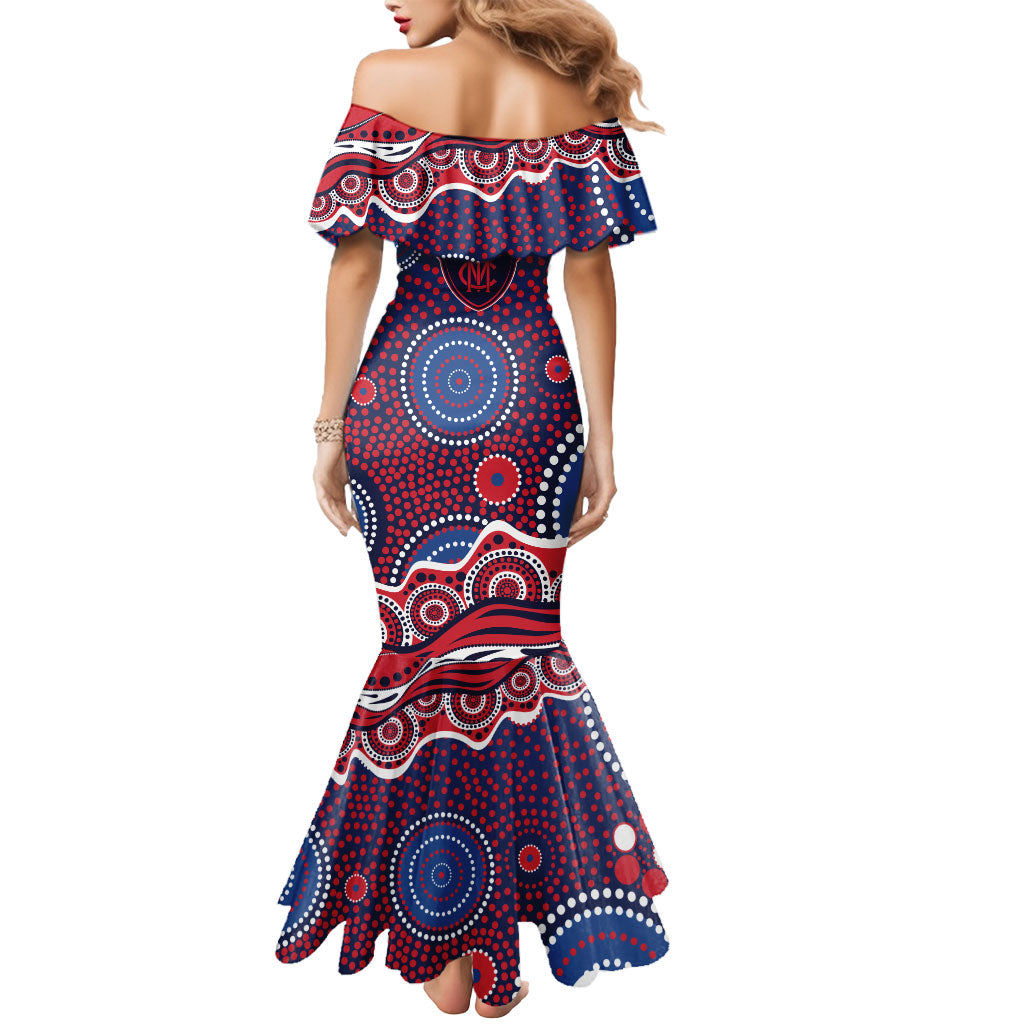 Melbourne Demons Mermaid Dress Aboriginal Dot Pattern - Football Mascot Heritage Pride