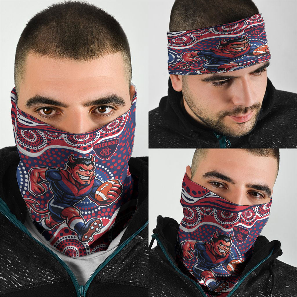 Melbourne Demons Neck Gaiter Aboriginal Dot Pattern - Football Mascot Heritage Pride