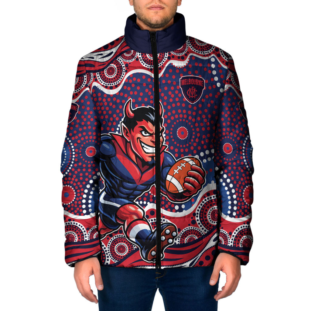 Melbourne Demons Padded Jacket Aboriginal Dot Pattern - Football Mascot Heritage Pride