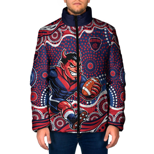 Melbourne Demons Padded Jacket Aboriginal Dot Pattern - Football Mascot Heritage Pride