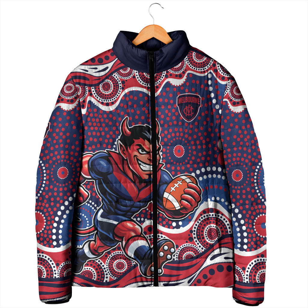 Melbourne Demons Padded Jacket Aboriginal Dot Pattern - Football Mascot Heritage Pride