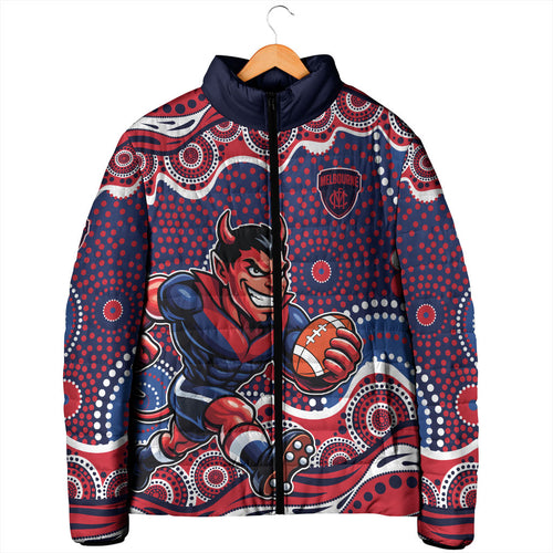 Melbourne Demons Padded Jacket Aboriginal Dot Pattern - Football Mascot Heritage Pride