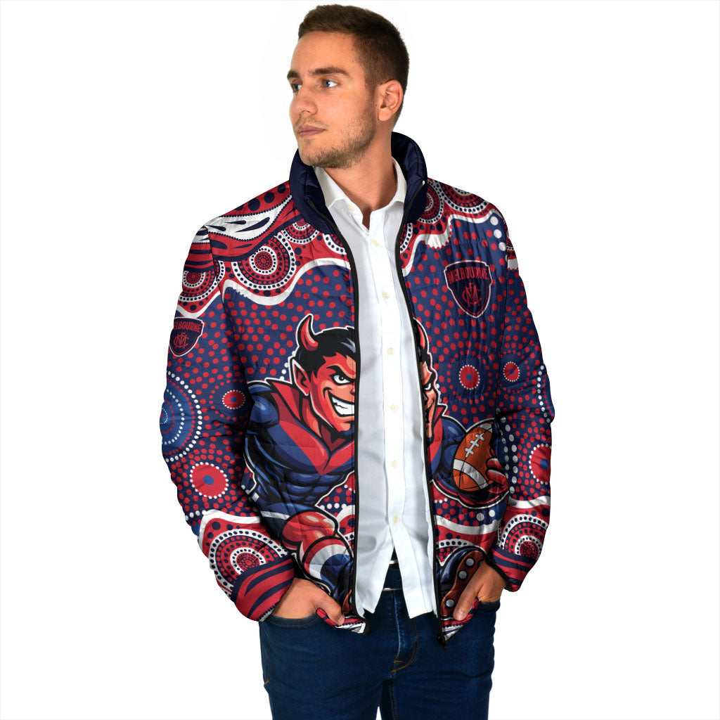 Melbourne Demons Padded Jacket Aboriginal Dot Pattern - Football Mascot Heritage Pride