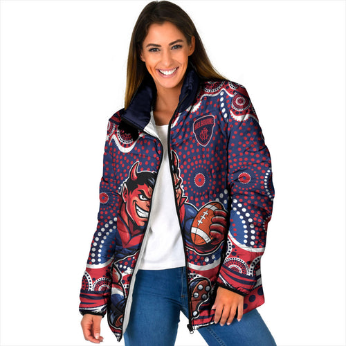 Melbourne Demons Padded Jacket Aboriginal Dot Pattern - Football Mascot Heritage Pride