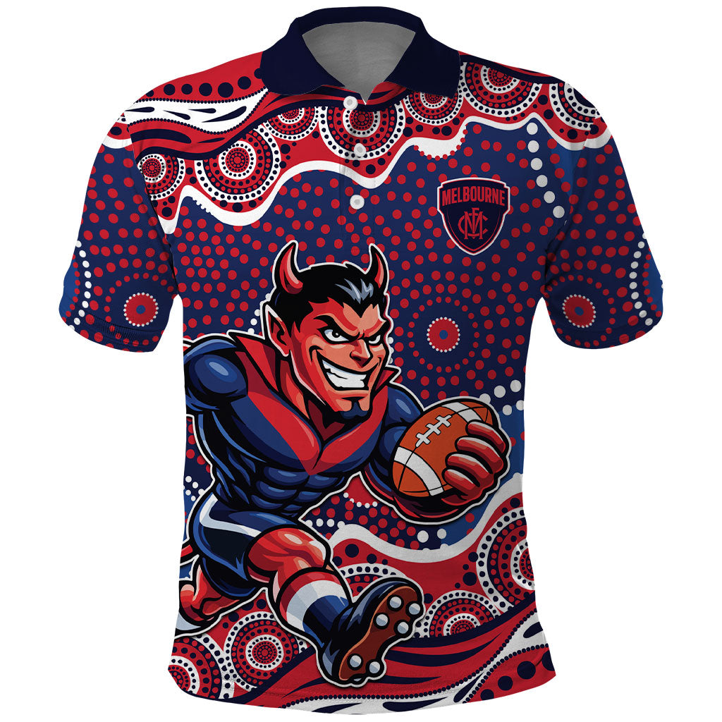 Melbourne Demons Polo Shirt Aboriginal Dot Pattern - Football Mascot Heritage Pride