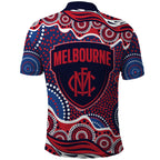 Melbourne Demons Polo Shirt Aboriginal Dot Pattern - Football Mascot Heritage Pride