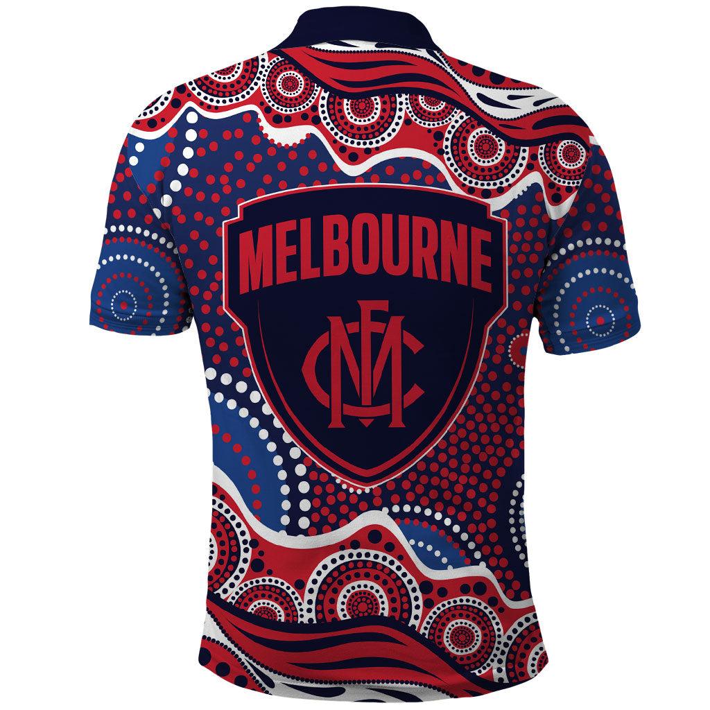 Melbourne Demons Polo Shirt Aboriginal Dot Pattern - Football Mascot Heritage Pride