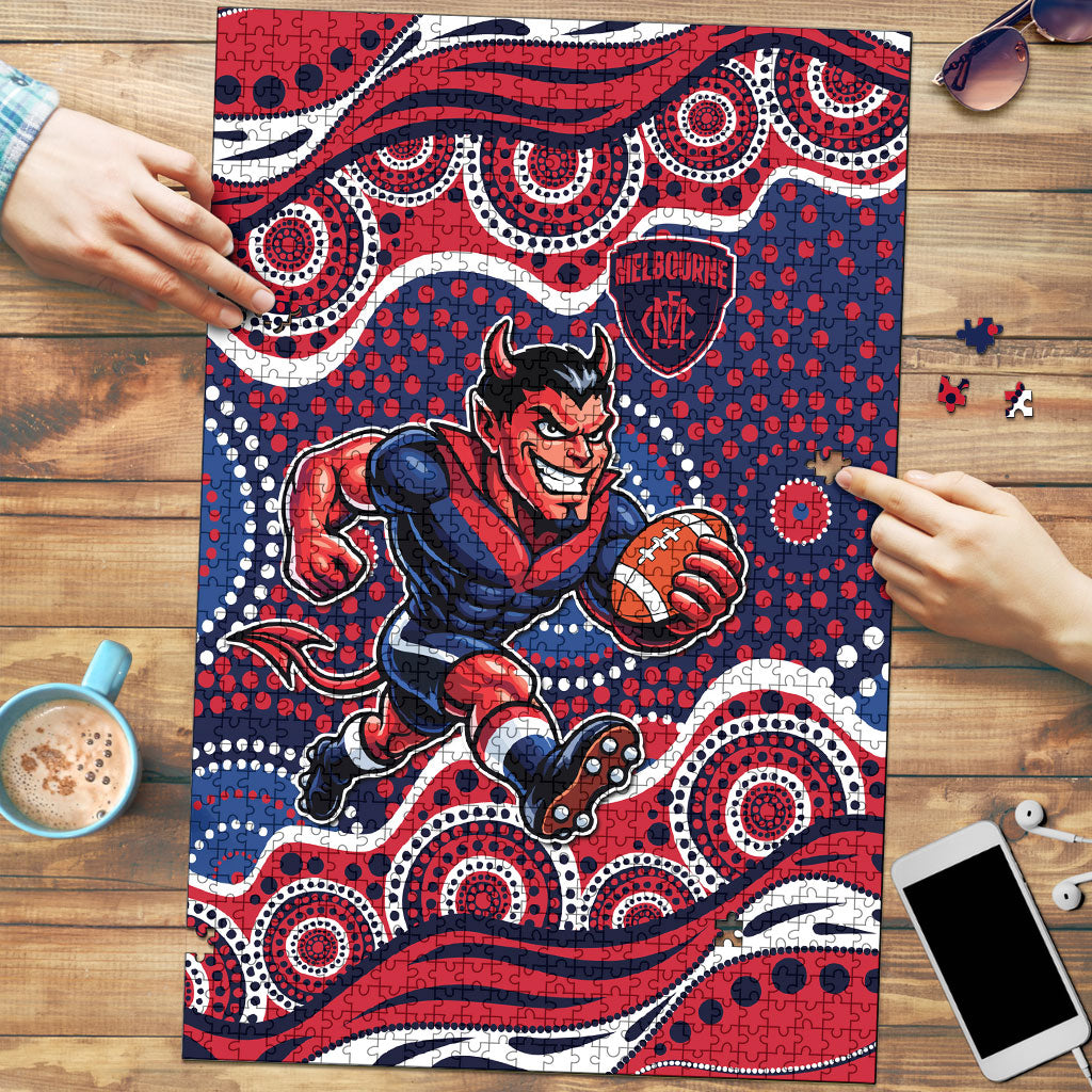 Melbourne Demons Puzzle Aboriginal Dot Pattern - Football Mascot Heritage Pride