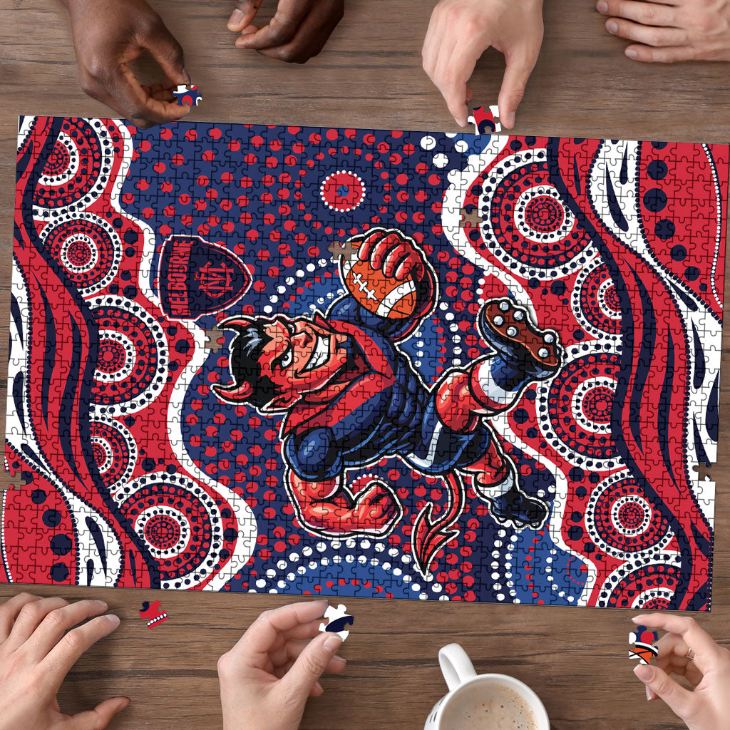 Melbourne Demons Puzzle Aboriginal Dot Pattern - Football Mascot Heritage Pride