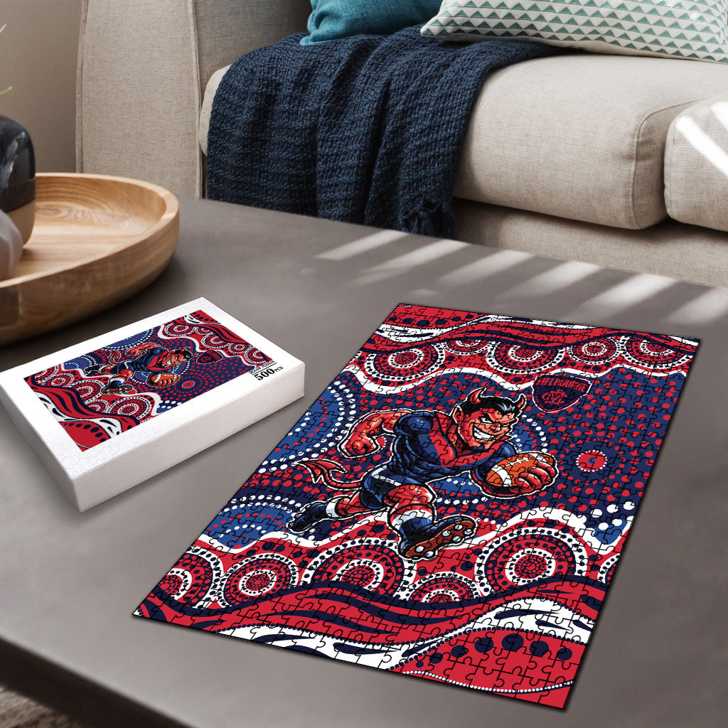 Melbourne Demons Puzzle Aboriginal Dot Pattern - Football Mascot Heritage Pride