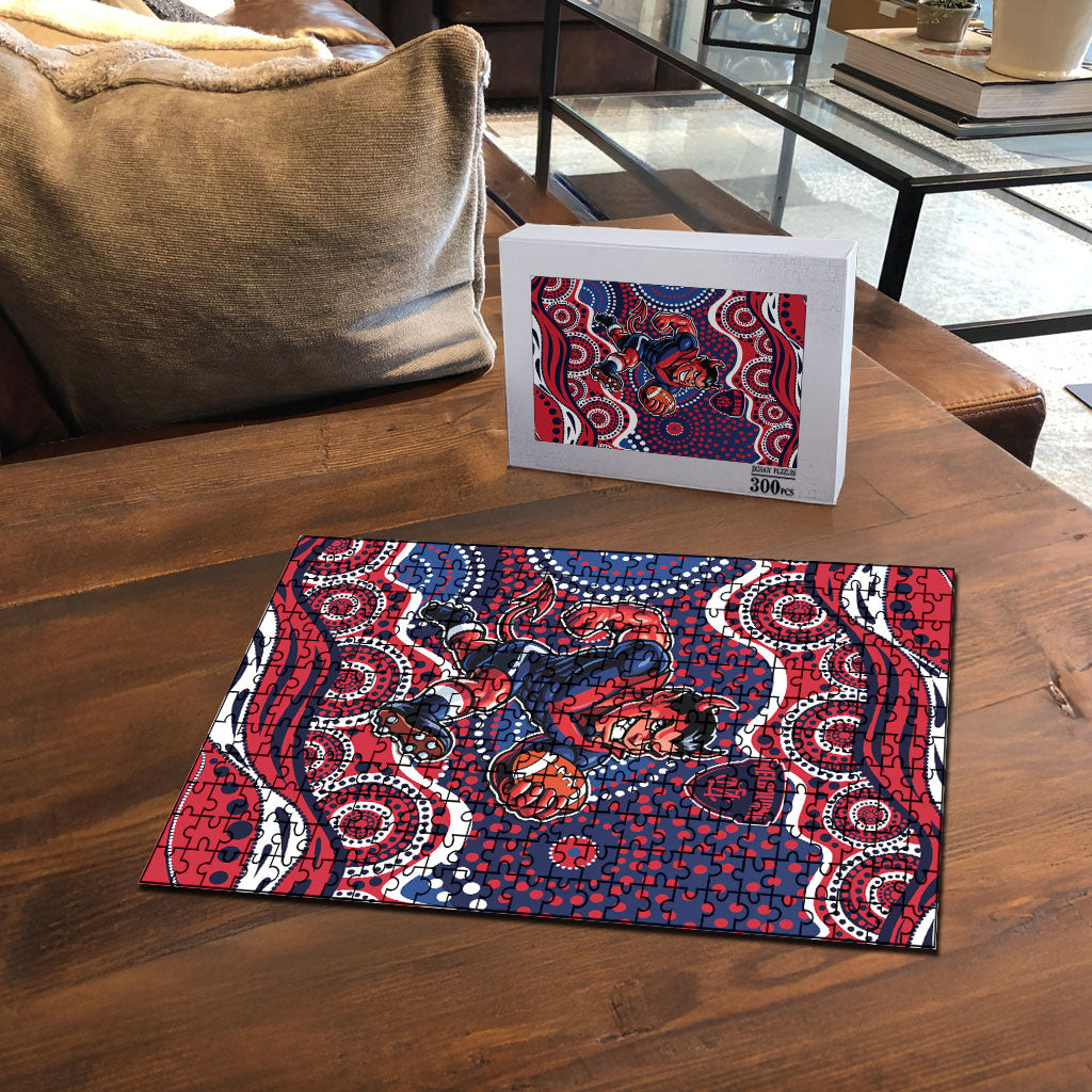 Melbourne Demons Puzzle Aboriginal Dot Pattern - Football Mascot Heritage Pride