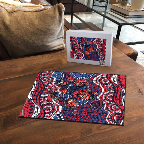 Melbourne Demons Puzzle Aboriginal Dot Pattern - Football Mascot Heritage Pride