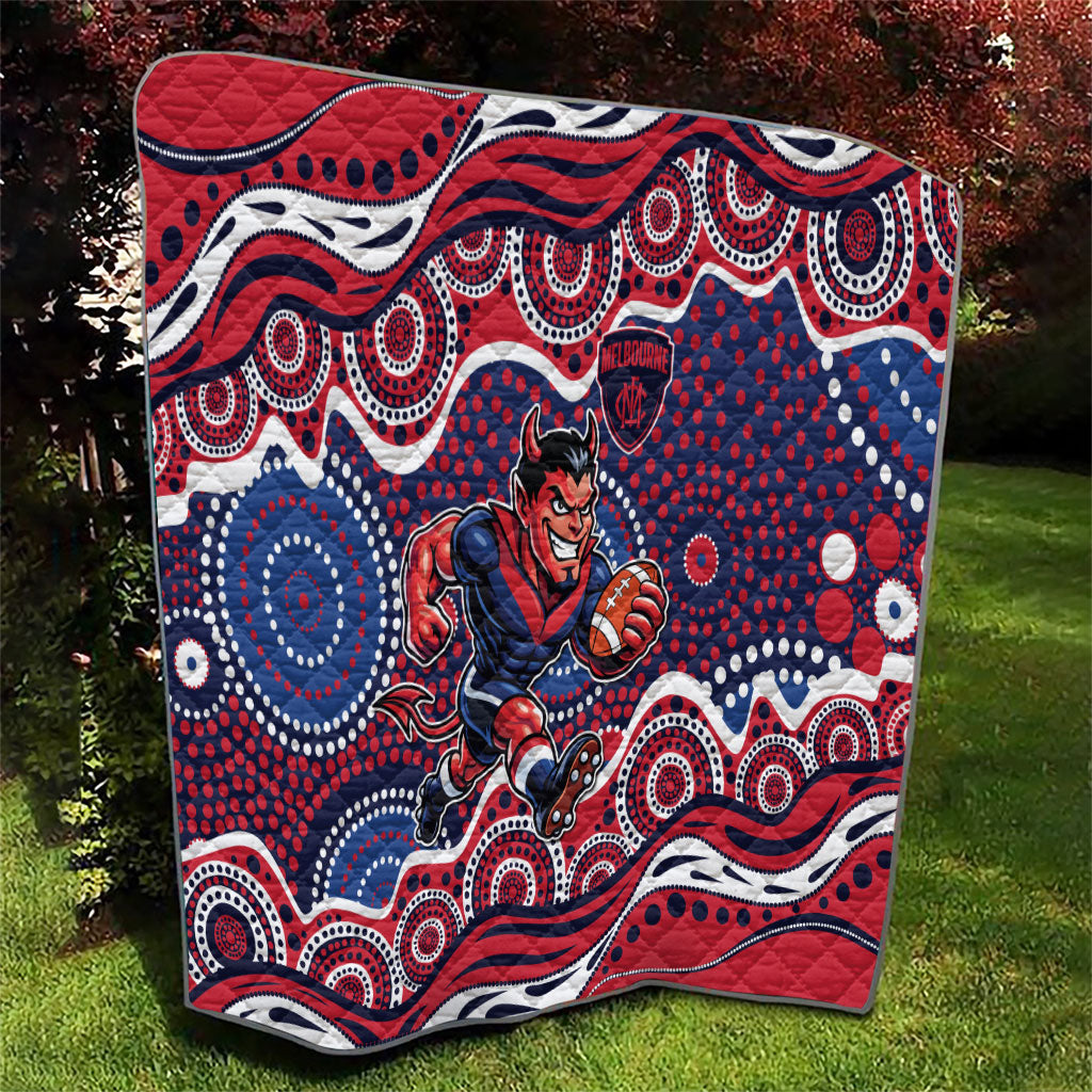 Melbourne Demons Quilt Aboriginal Dot Pattern - Football Mascot Heritage Pride