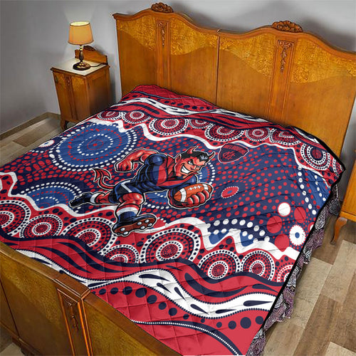 Melbourne Demons Quilt Aboriginal Dot Pattern - Football Mascot Heritage Pride