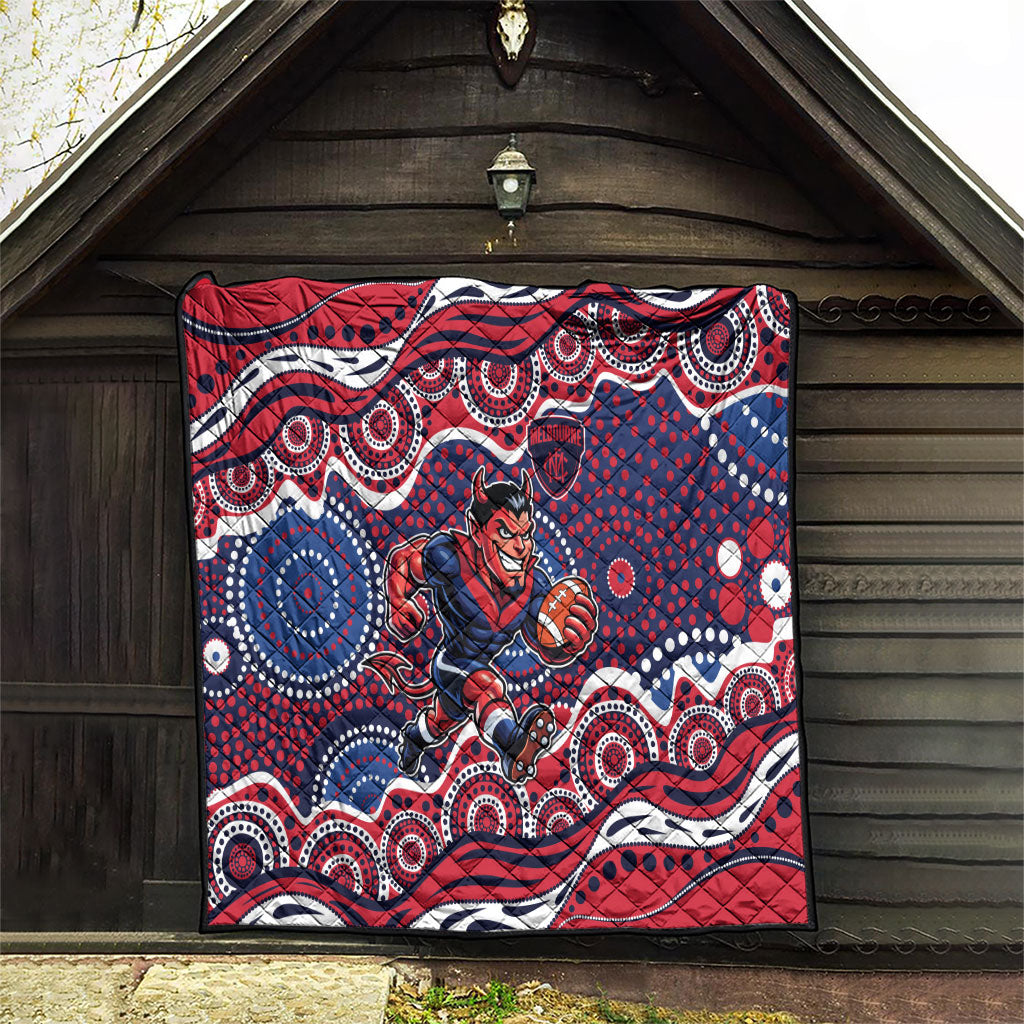 Melbourne Demons Quilt Aboriginal Dot Pattern - Football Mascot Heritage Pride