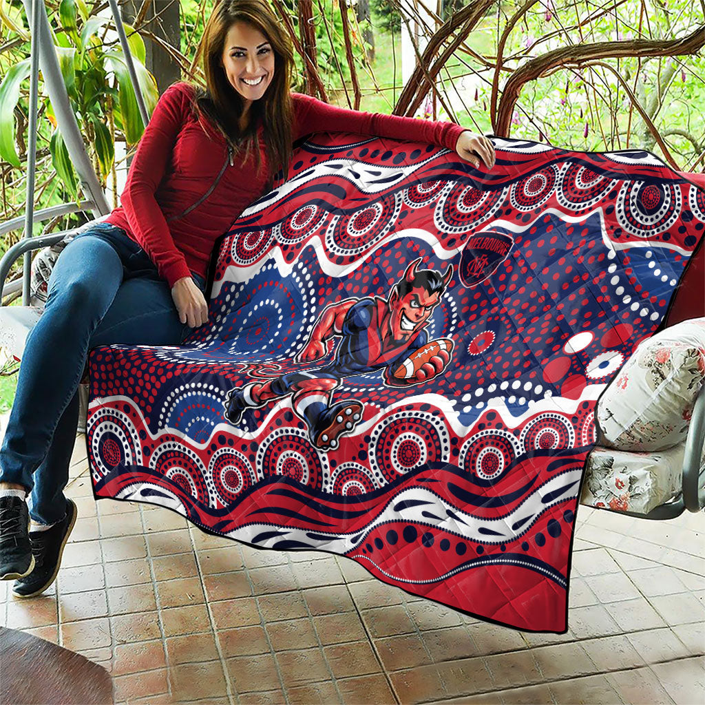 Melbourne Demons Quilt Aboriginal Dot Pattern - Football Mascot Heritage Pride