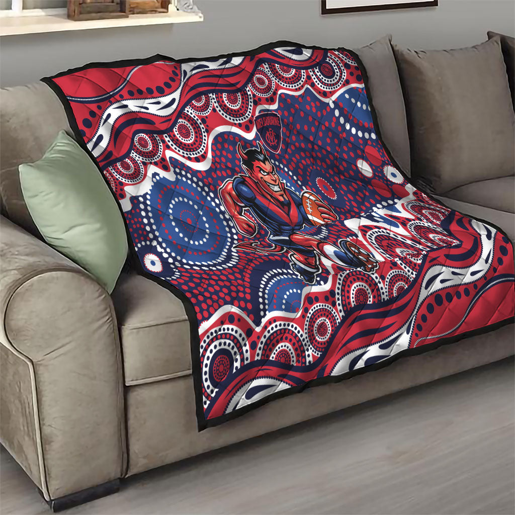 Melbourne Demons Quilt Aboriginal Dot Pattern - Football Mascot Heritage Pride