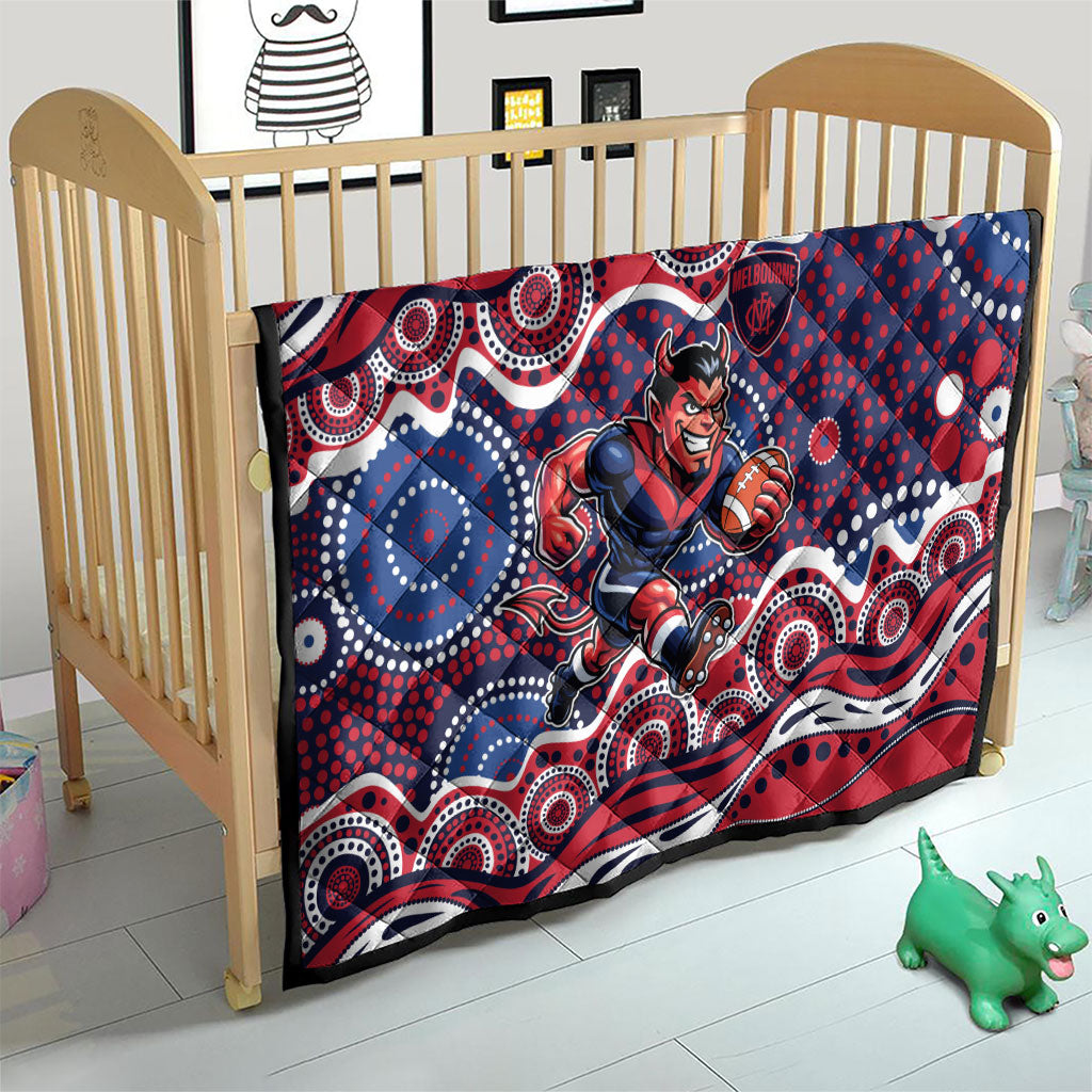 Melbourne Demons Quilt Aboriginal Dot Pattern - Football Mascot Heritage Pride