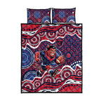 Melbourne Demons Quilt Bed Set Aboriginal Dot Pattern - Football Mascot Heritage Pride